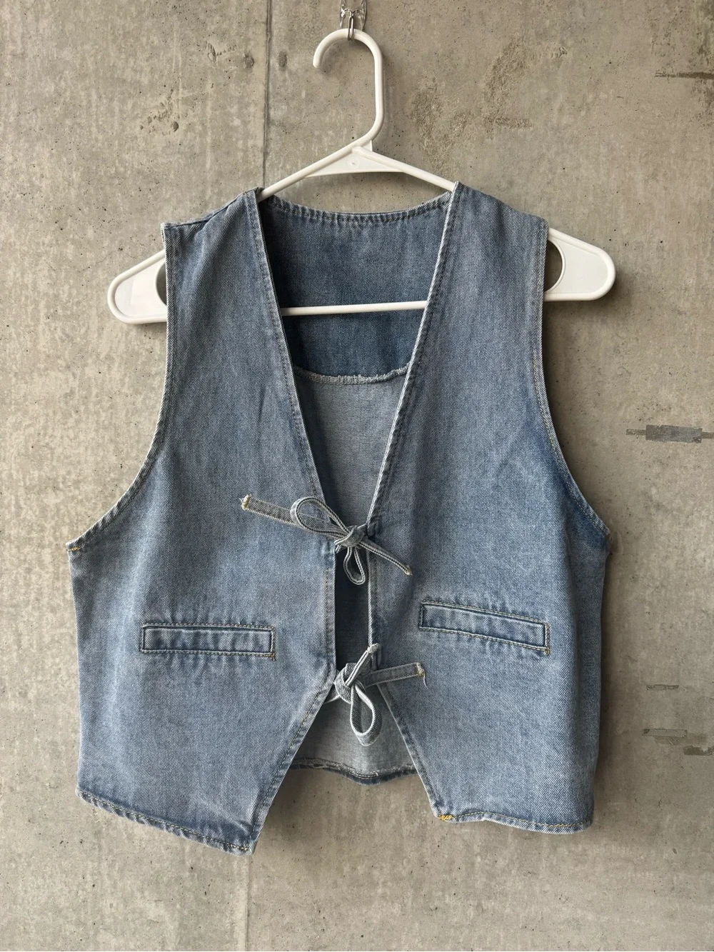 Denim Tie-Front Top - Picture 2 of 4